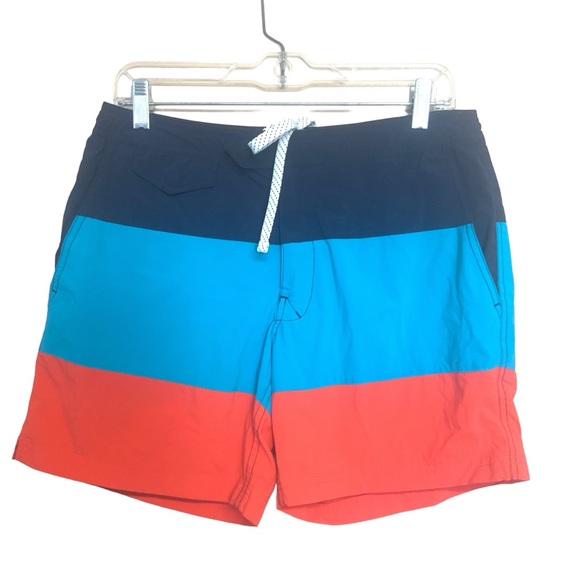 J.Crew 6.5" Tab Swim Short in Blue Colorblock - Picture 3 of 7